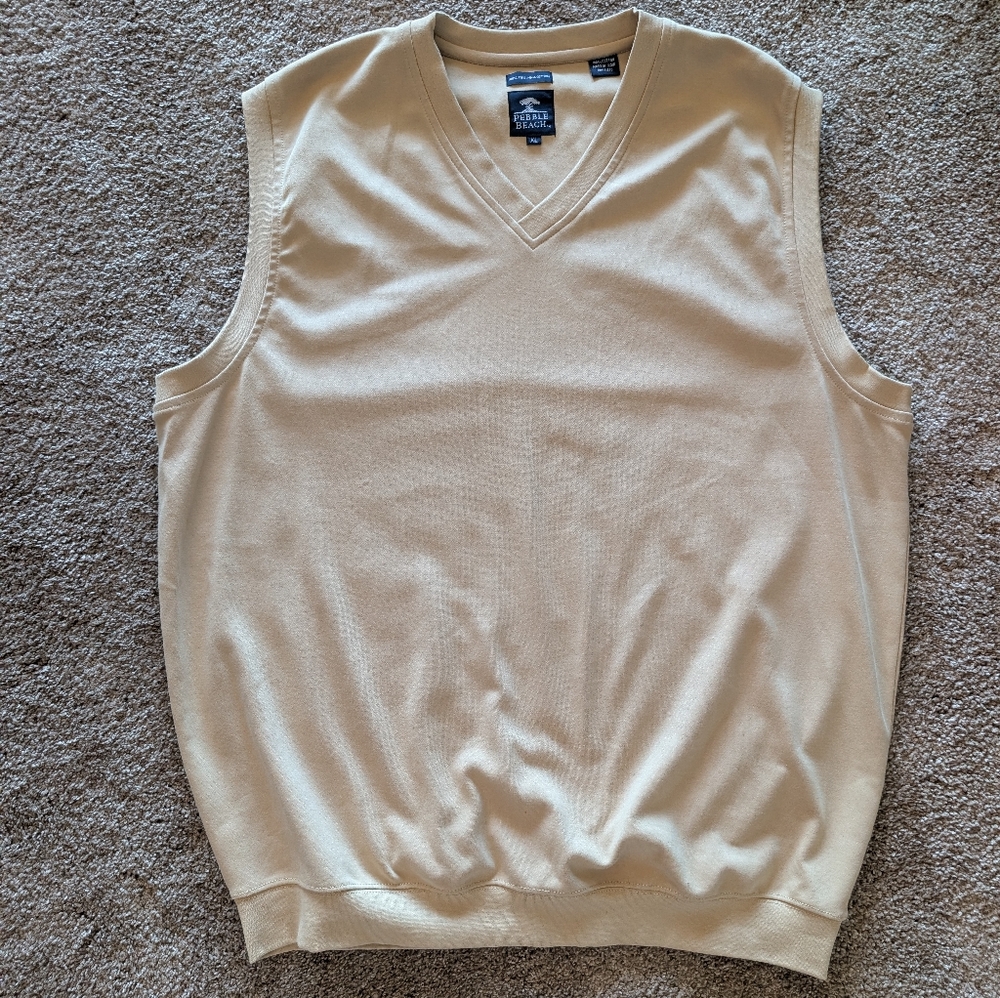 Pebble Beach Men's XL V-Neck Golf Vest in Cream
